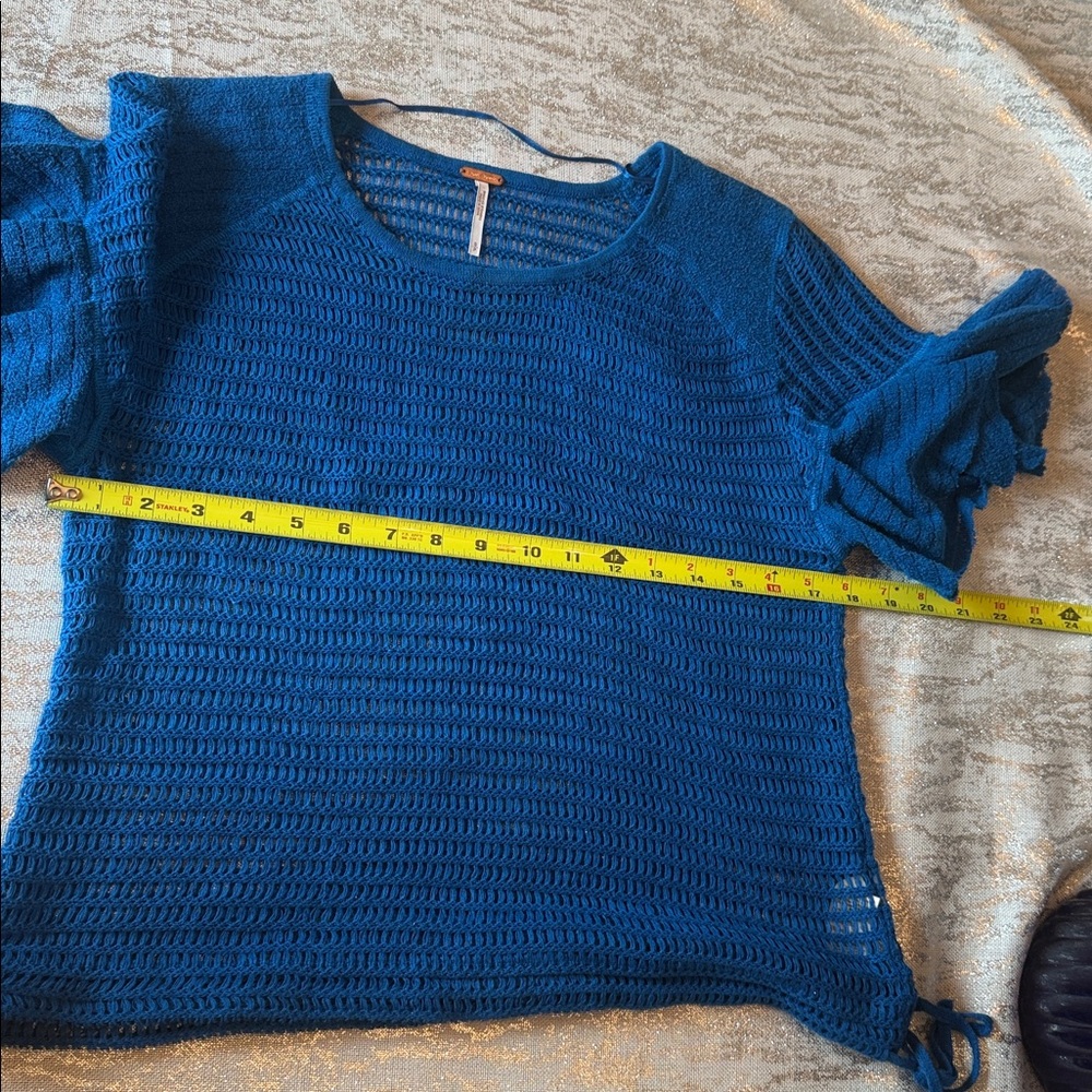Free People Vibrant Blue Knit Blouse - Picture 8 of 8